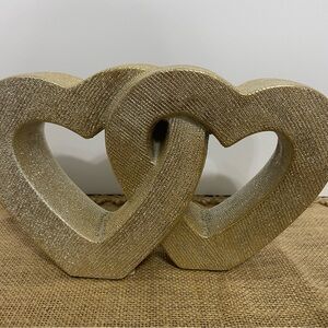 Gold Interlocking Double Heart Decor